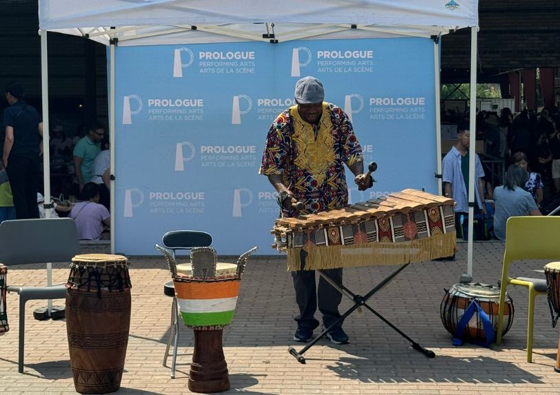 Fana Soro playing a bafalon at Summer Arts Break at Brick Works