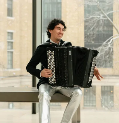 Digital accordion player Michael Bridge