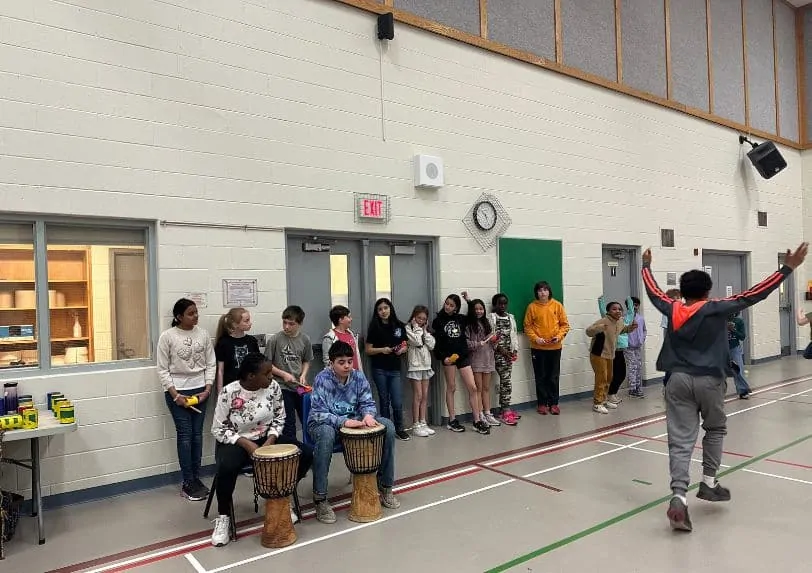 Students participate in a Njacko Backo workshop